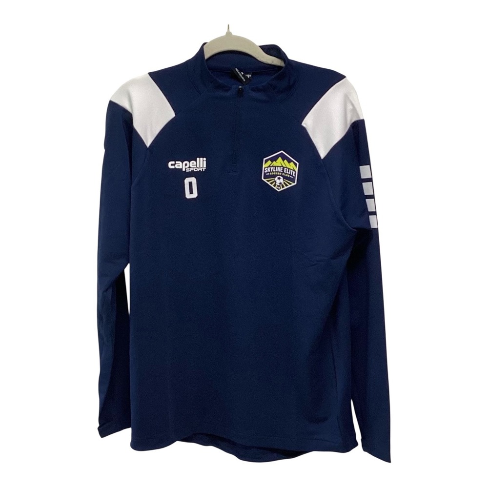Capelli Sport Mens Skyline Elite Soccer Club Quarter Zip Pullover Navy Blue M